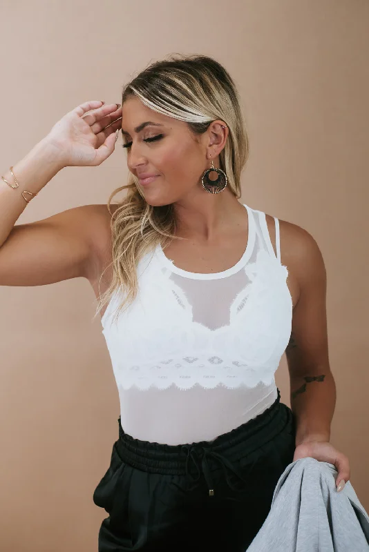 Cool It Sheer Mesh Bodysuit, White Hip Women's Urban