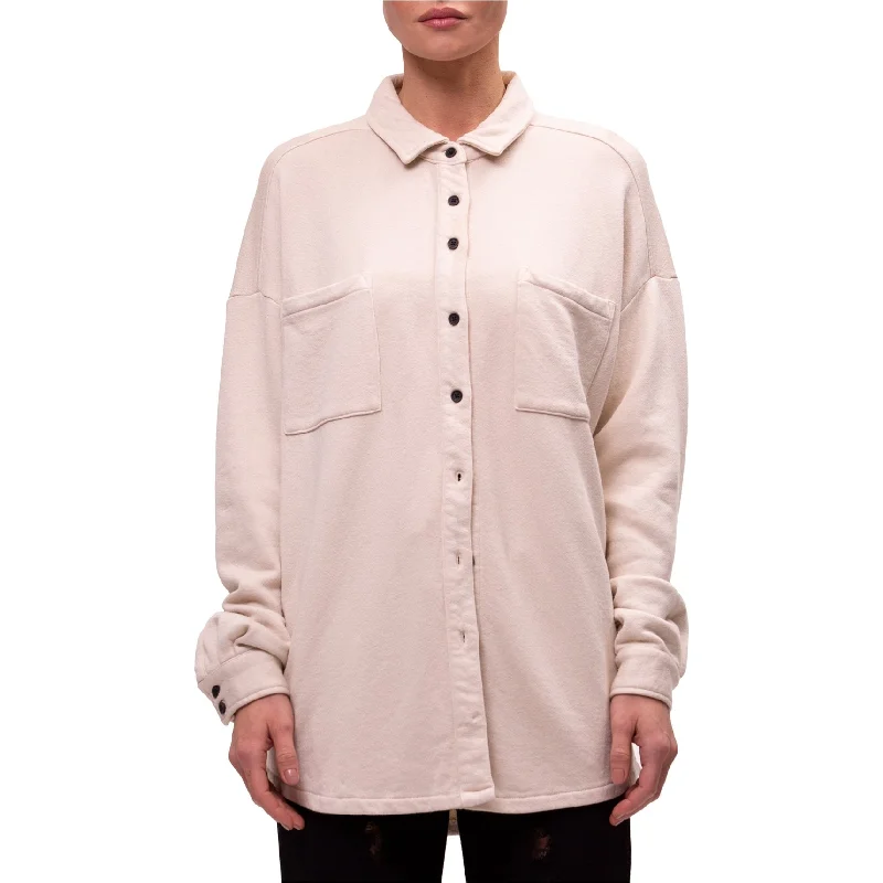 n:philanthropy Womens Monte Oversized Button Up Shirt, Beige, X-Large performance