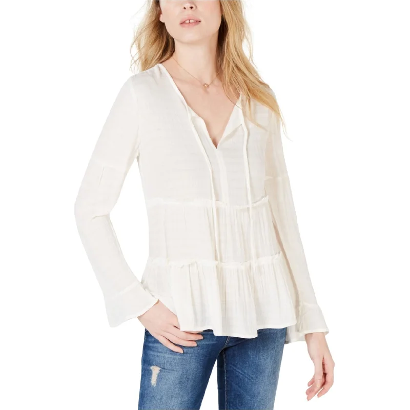 Lucky Brand Womens Tiered Peasant Blouse Refined Women's 