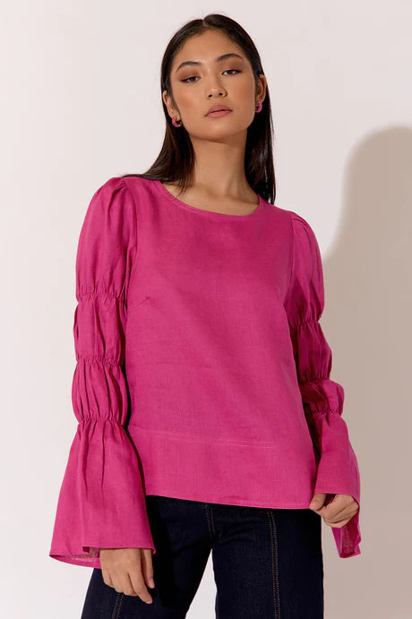 Johanna Linen Top - Magenta Contemporary 
