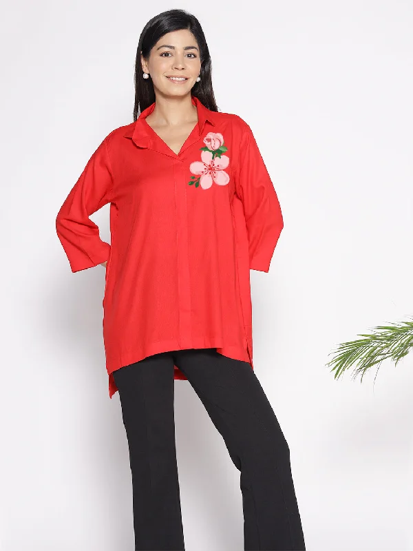 Red Rayon ShirtTop - Giesta French