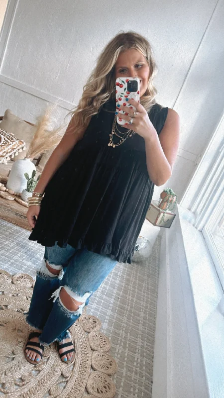 All About It Tiered Tank, Black Cozy Women's Winter