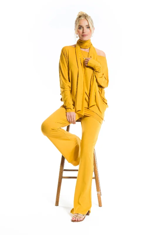 BAMBOO RAGLAN TOP WITH SCARF TIBETAN YELLOW performance