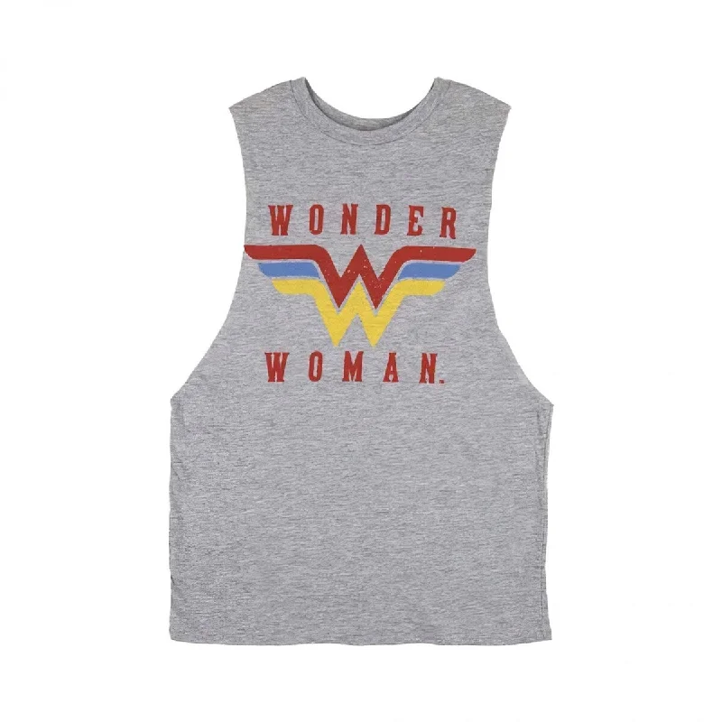 Wonder Woman TriColor Logo Juniors Tank Top Contemporary 