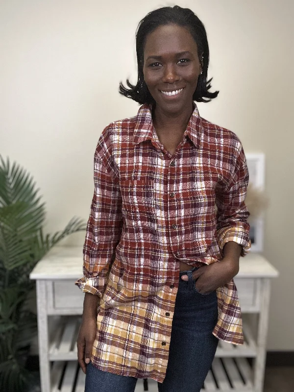 Nothing To Say Women's Plaid Button Down Long Sleeve Top Classic Women's Pin - striped