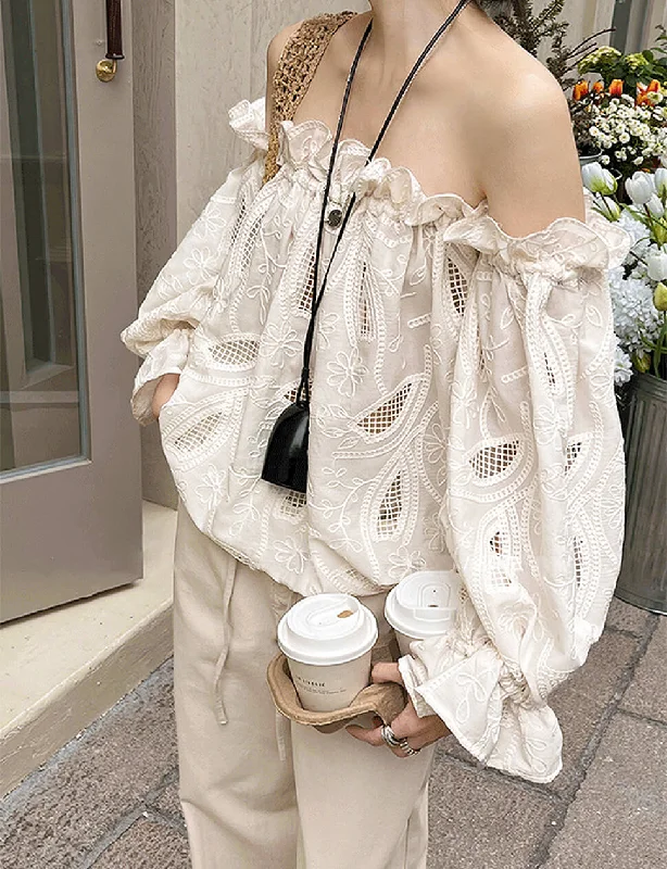 Floral Lace Off-the-Shoulder Top-PREORDER Artistic Women's Avant - 