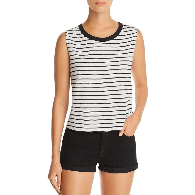 Aqua Womens Striped Muscle Tank Top, White, Medium Bold Women's Animal Print