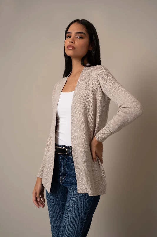 Open Cardigan With Button Sleeve British Gentlewoman Style
