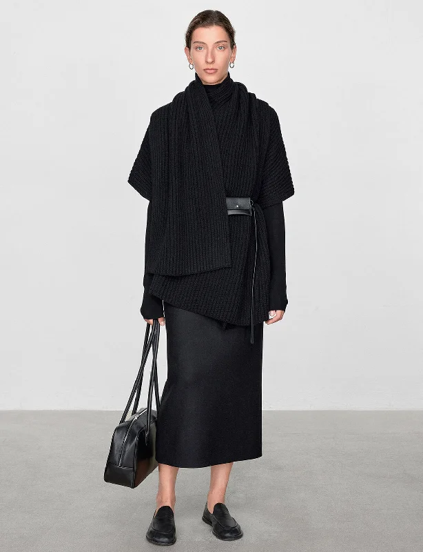 Black Knit Cape Top Edgy Women's Punk