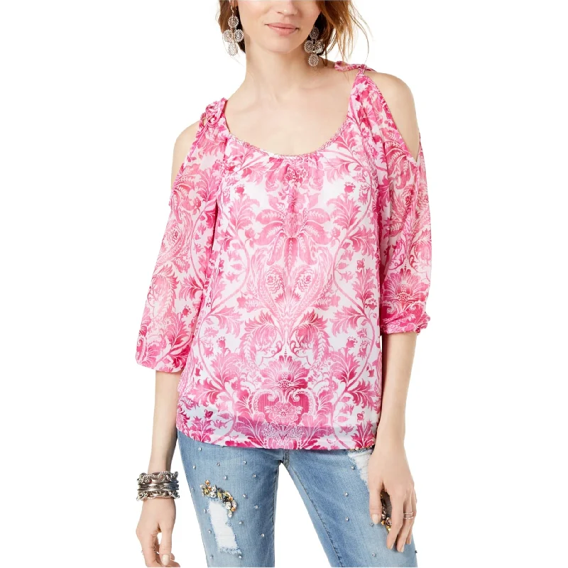 I-N-C Womens Embellished Cold Shoulder Blouse, Pink, Large Artistic Women's Hand - painted I-N-C Womens Embellished Cold Shoulder Blouse, Pink, Large Artistic Women's Hand - painted