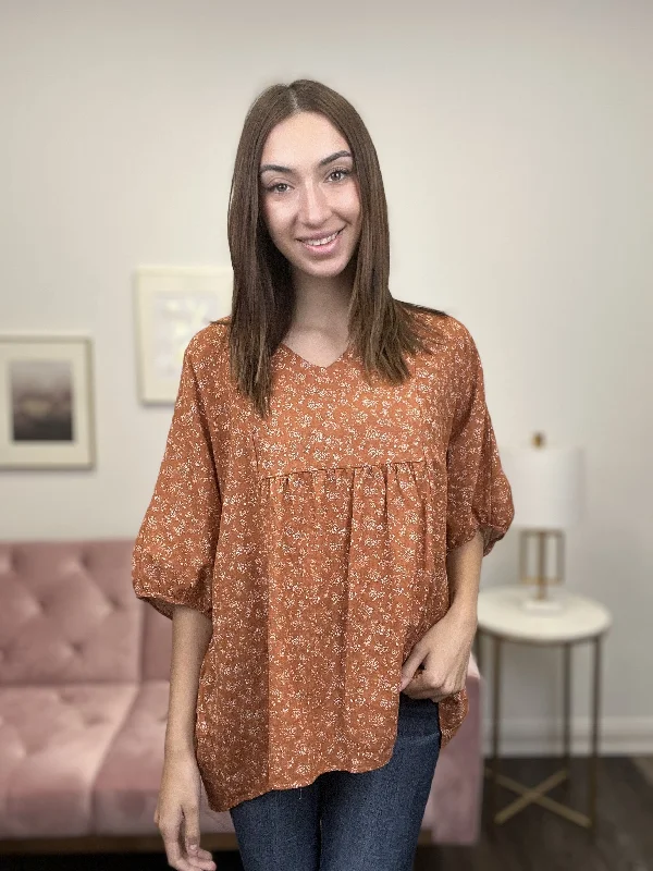 No Need To Rush Cotton Oversized Pleated 1/2 Sleeve Top Scandinavian