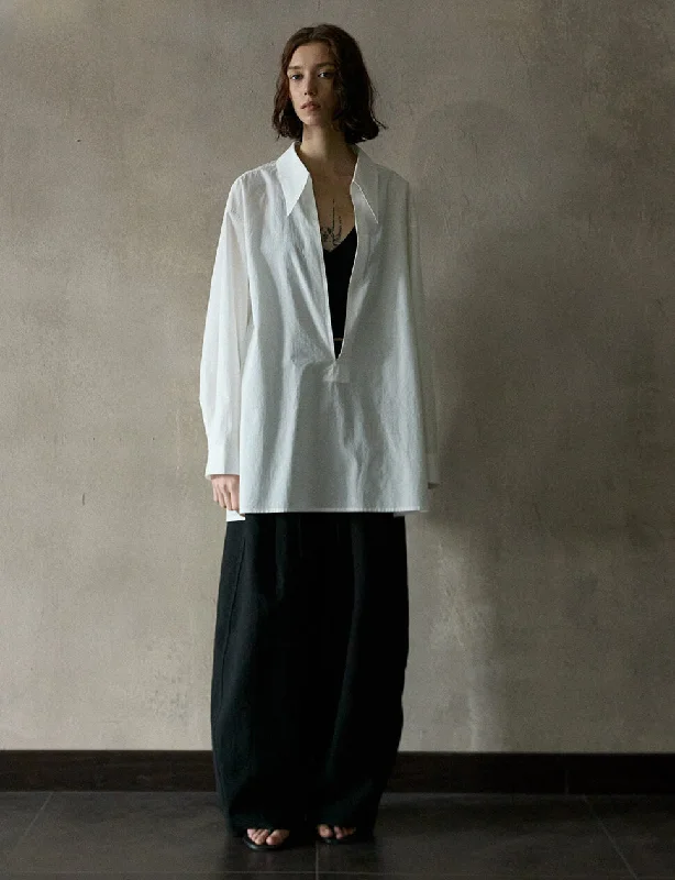 Deep-V Collar Shirt Trendy Women's Oversized