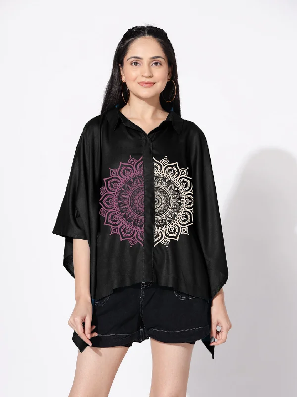 Black Kaftan Top - Semi Mandala garde