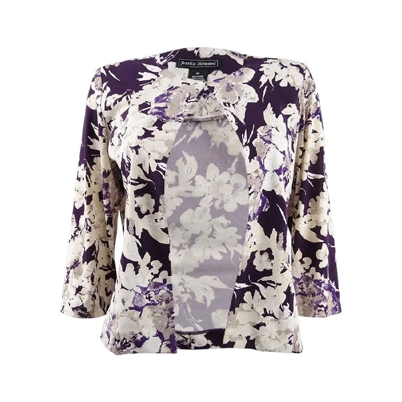 Jessica Howard Women's Floral-Print Jacket 6, Eggplant Dynamic Women's High - energy Jessica Howard Women's Floral-Print Jacket 6, Eggplant Dynamic Women's High - energy