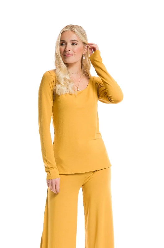 BAMBOO LONG SLEEVE TOP TIBETAN YELLOW Refined Women's Classic 