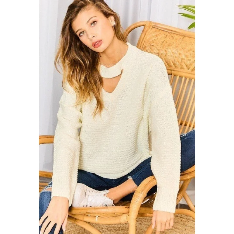 Long Sleeves Chocker Neck Oversize Sweater Business
