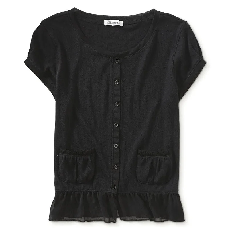 Aeropostale Womens Chiffon Accents Button Up Shirt Earthy Women's 