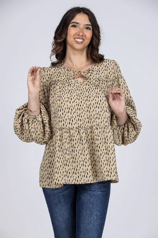No Changing My Mind Women's Flare Long Sleeve Top Polished Women's Silk