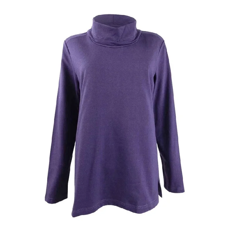 Karen Scott Women's Sport Cowl-Neck Top (XL, Cassis) Traditional Women's 