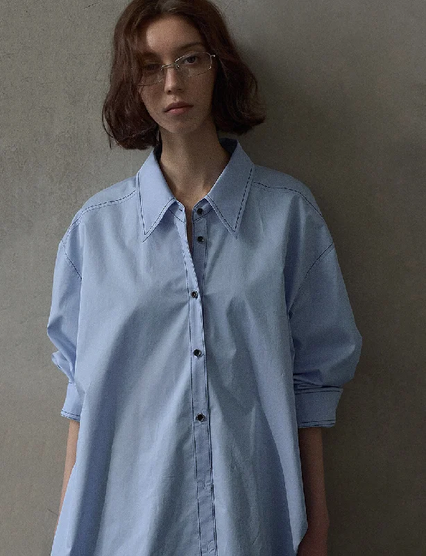 Blue Contrast Stitch Shirt Disco