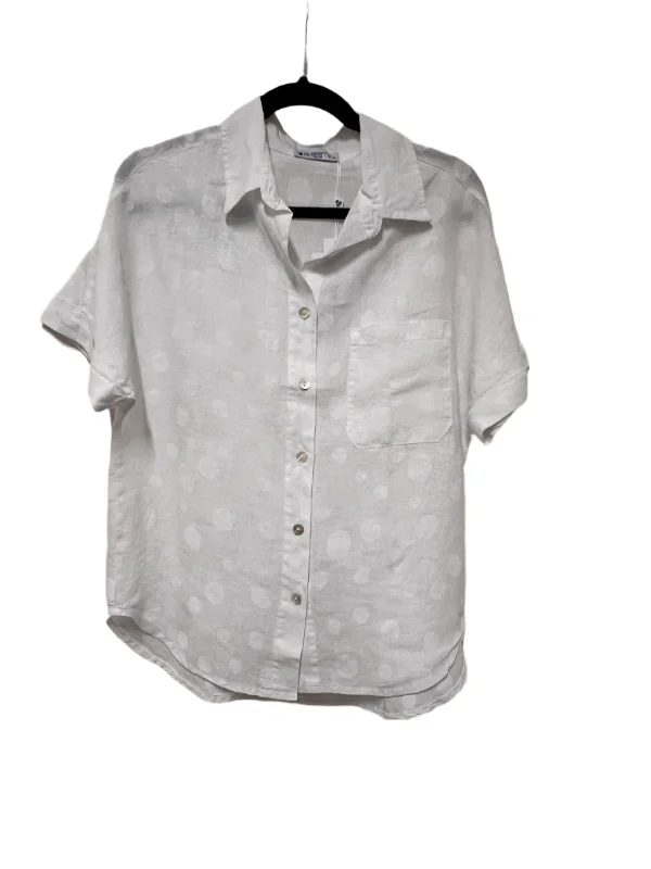 Spot Linen Blouse - White Sporty Women's Athleisure 