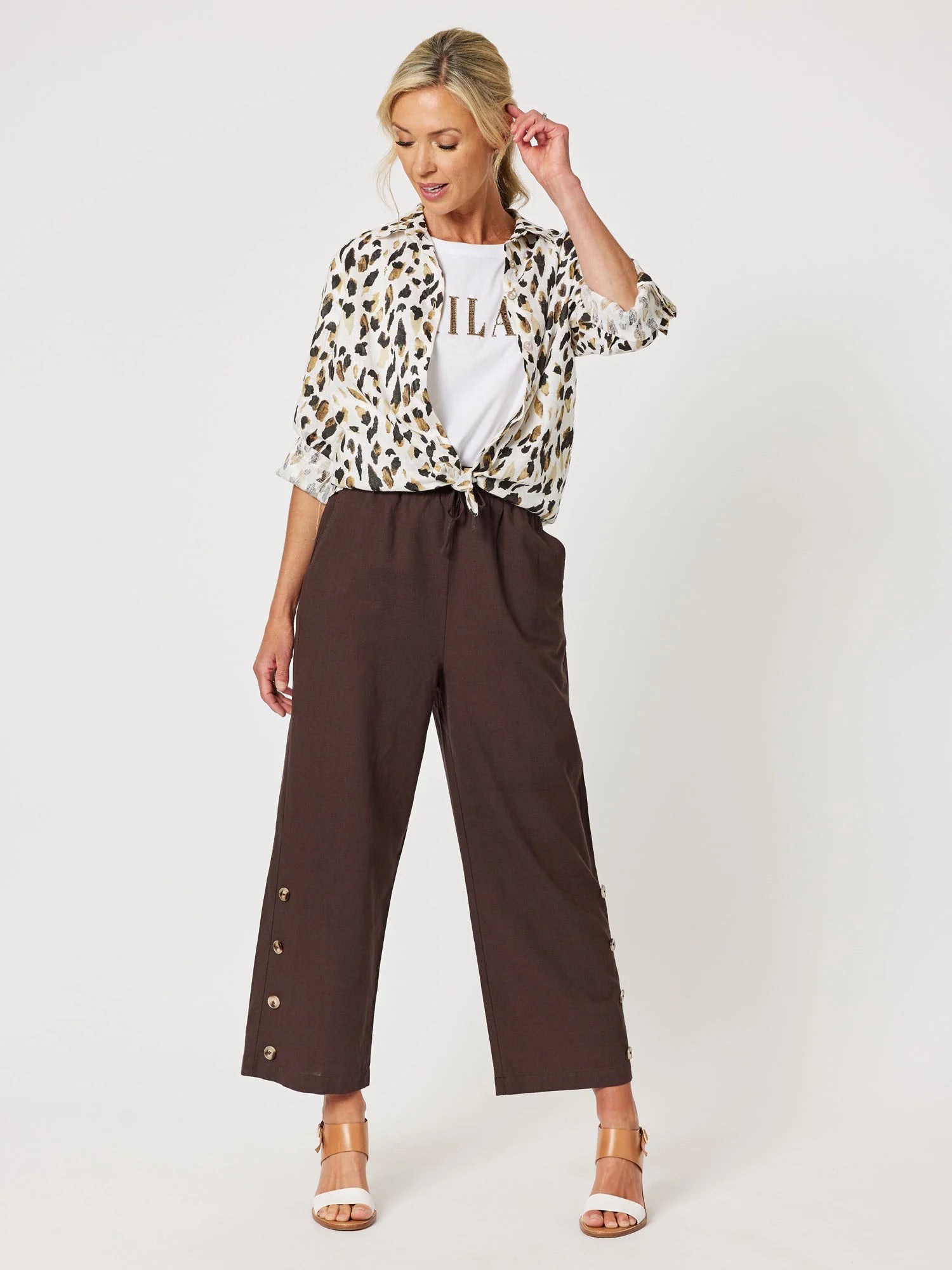 Urban Print Linen Shirt - Animal Sporty Women's Tennis