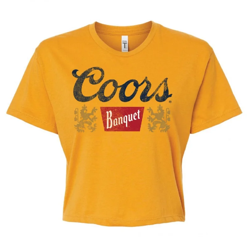 Coors Banquet Golden Womens Crop Top TShirt Athletic Women's High - 