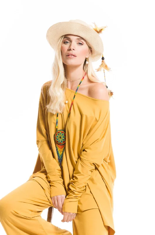 BAMBOO BAGGY BOX TOP TIBETAN YELLOW Refined Women's 