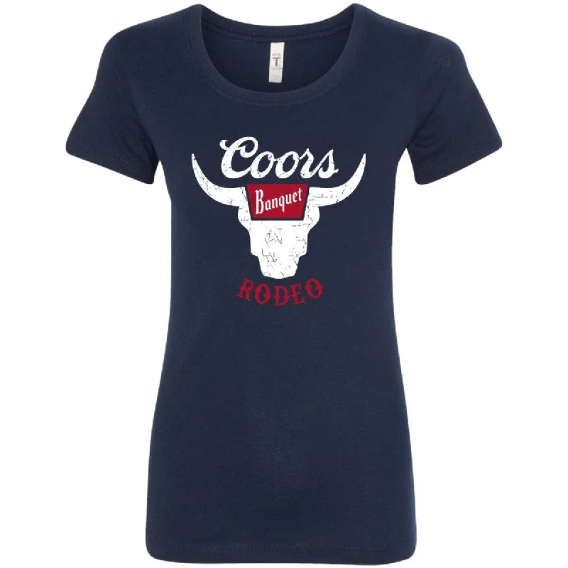 Coors Banquet Rodeo Logo Navy Colorway Womens TShirt Monochromatic Office Style