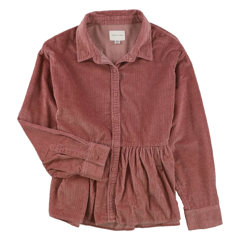American Eagle Womens Solid Corduroy Button Up Shirt, Pink, Medium Classic Women's Tweed American Eagle Womens Solid Corduroy Button Up Shirt, Pink, Medium Classic Women's Tweed