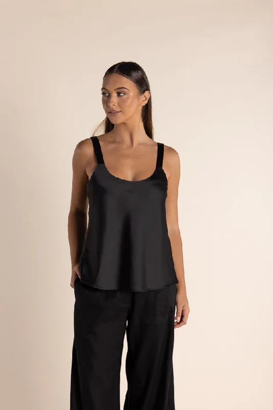 Satin Cami - Black Youthful Women's Pop