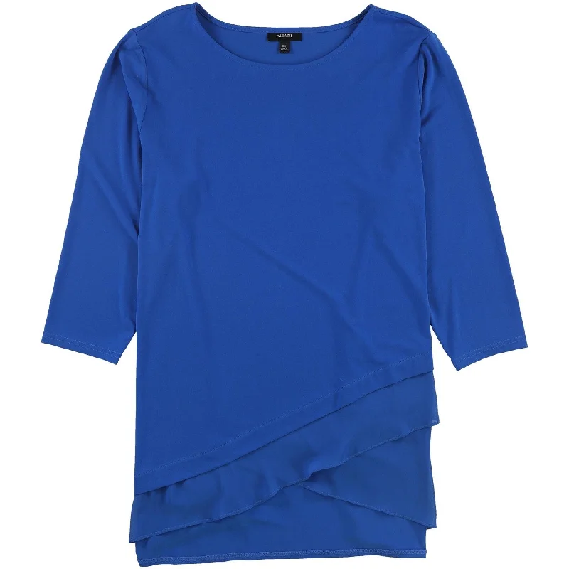Alfani Womens Crossover Tunic Blouse, Blue, Small Compression