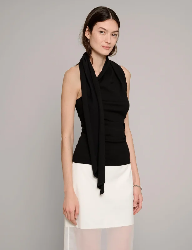 Neck Tie Knit Top Relaxed Women's 