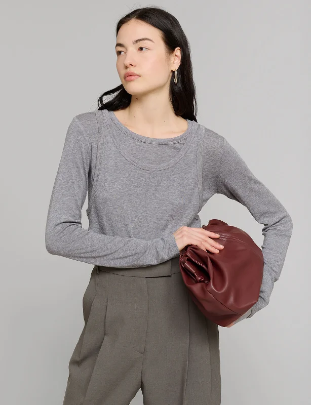 Grey Double Layered Tank Top Hip Women's Retro