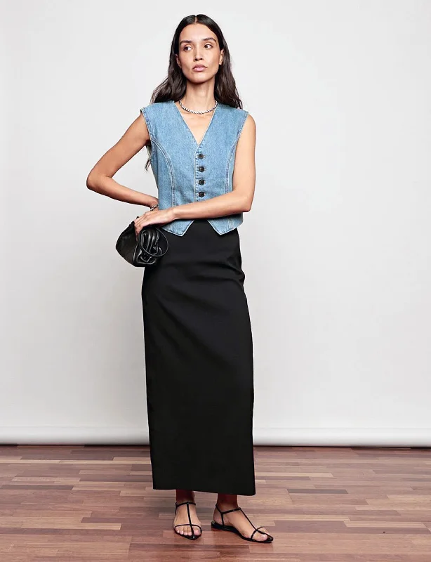 Denim Fitted Vest Dapper Women's 1920S
