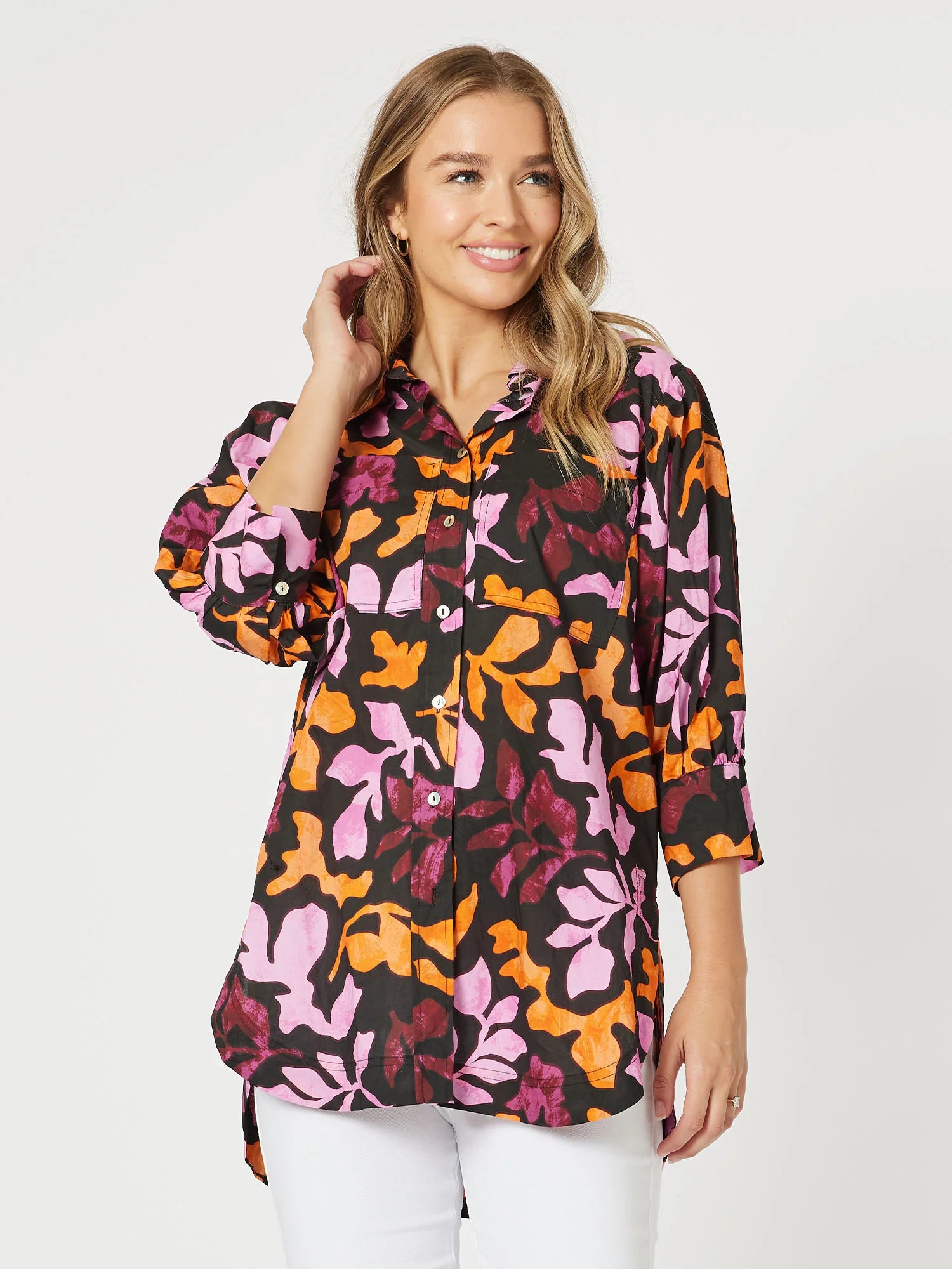 Tara Print Cotton Shirt Cozy Women's Sherpa - lined