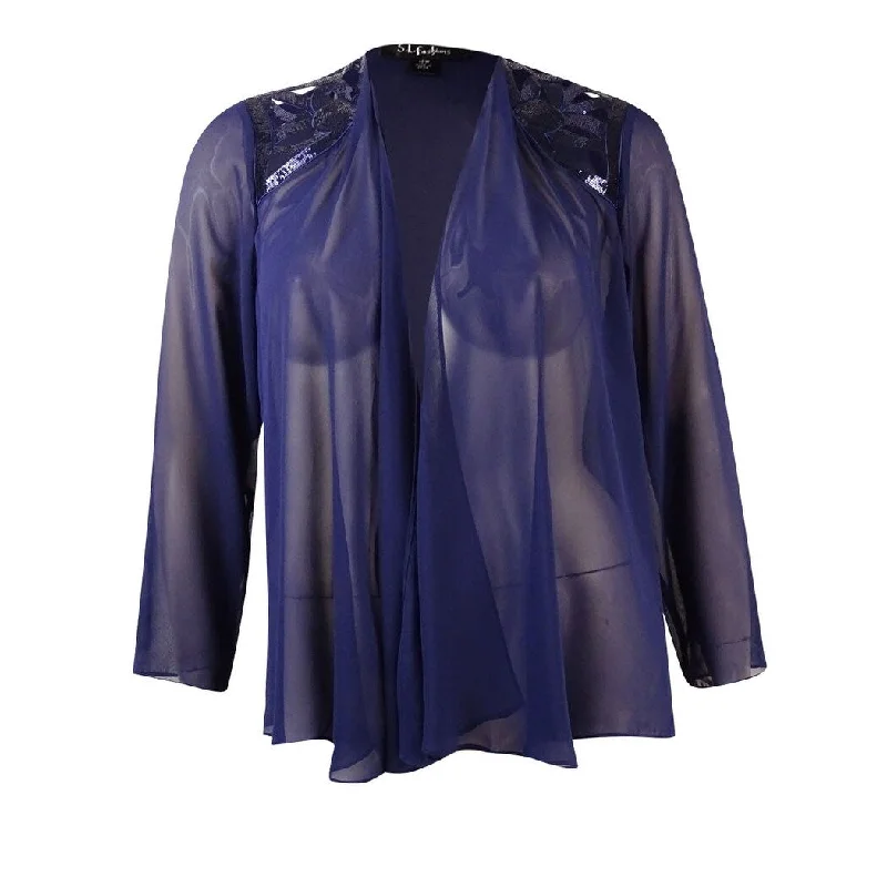 S.L. Fashions Women's Sequined Cutout Chiffon Jacket 8, Sapphire Sleek Women's Metallic S.L. Fashions Women's Sequined Cutout Chiffon Jacket 8, Sapphire Sleek Women's Metallic