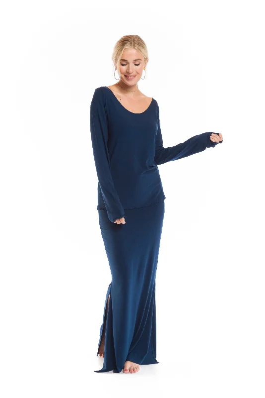 BAMBOO LONG SLEEVE TOP NAVY Country