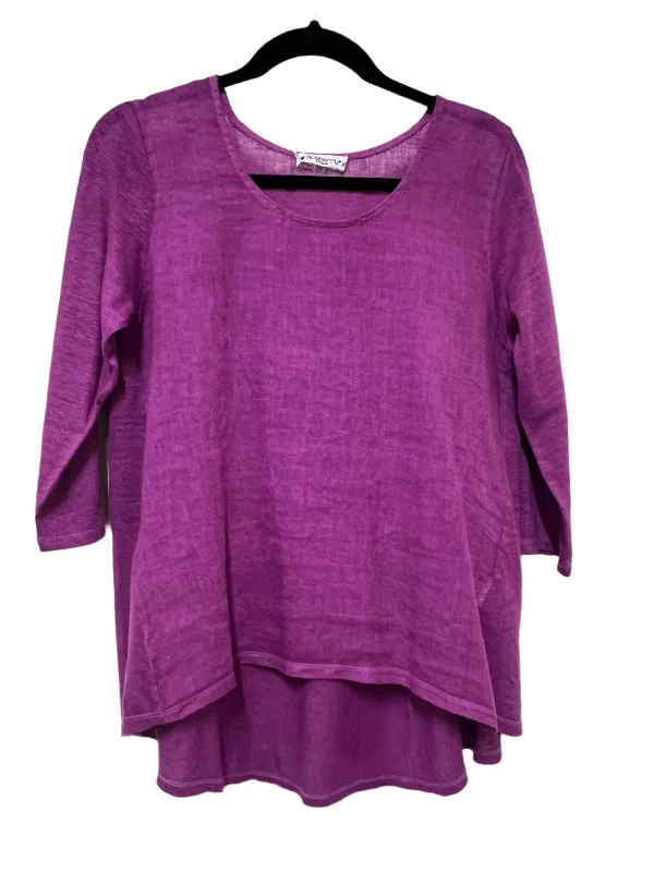 Hi-Low Swing Linen Top - Mauve Women