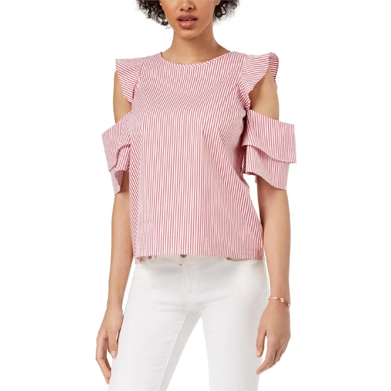 Maison Jules Womens Striped Cold Shoulder Blouse Classic Women's Pin - striped