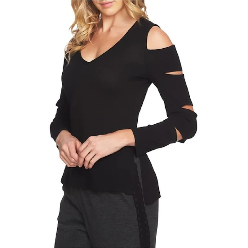 1.State Womens Slash Sleeve Cold Shoulder Blouse French