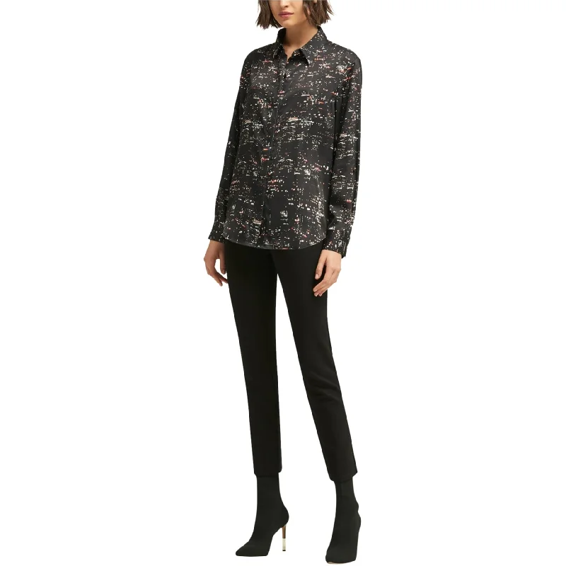 Dkny Womens Roll-Tab Button Up Shirt Traditional Women's Wool