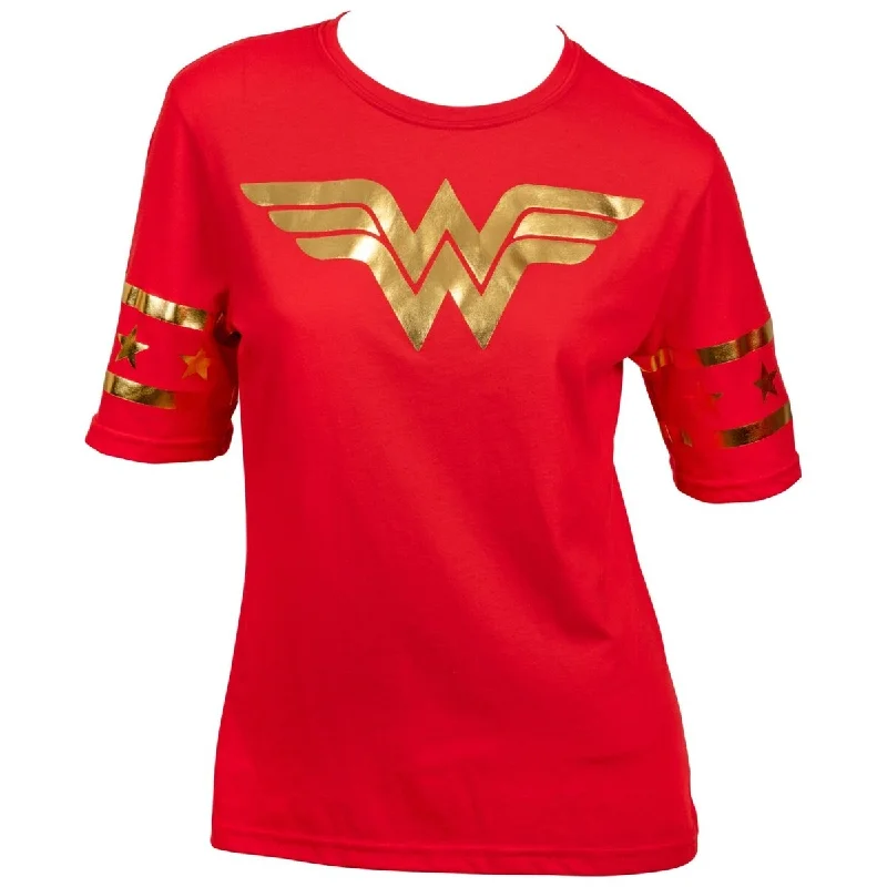 Wonder Woman Gold Foil Classic Symbol Womens TShirt Gym