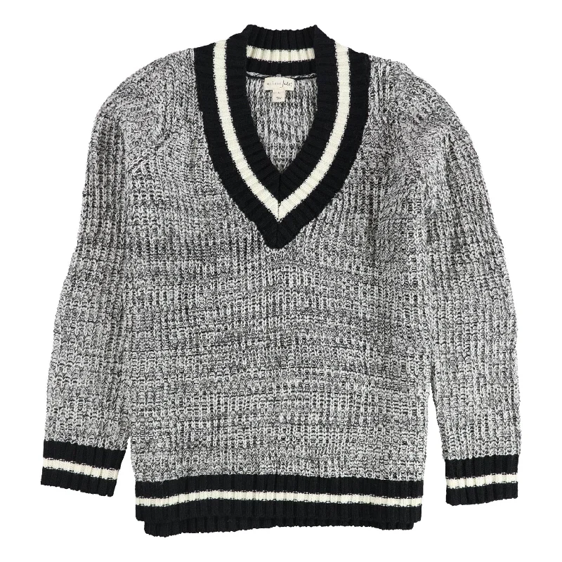 maison Jules Womens Stripe-Trimmed Pullover Sweater, Grey, Large Feminine Women's Soft maison Jules Womens Stripe-Trimmed Pullover Sweater, Grey, Large Feminine Women's Soft