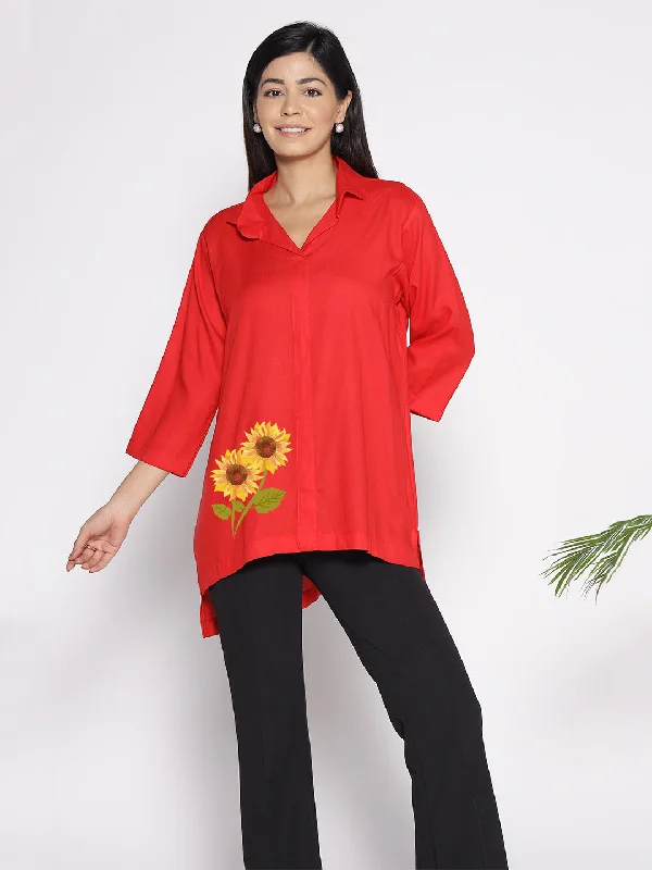 Red Rayon ShirtTop - Malmequer Disco