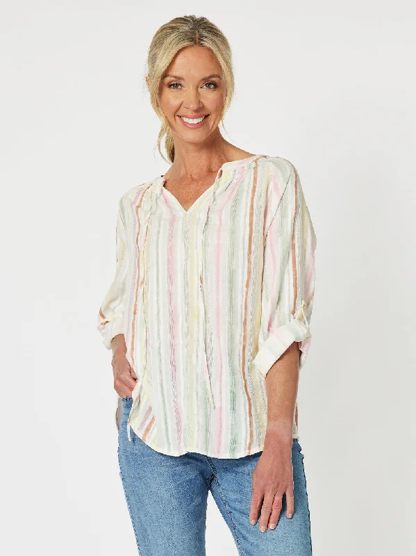Newport Stripe Top - Multi Stylish Women's Neon