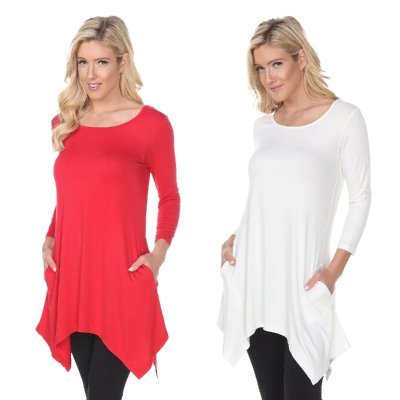 White Mark Womens Tunic Tops Pack Of 2 White 3/4 Sleeve Rayon Spandex 4X Sophisticated Women's White Mark Womens Tunic Tops Pack Of 2 White 3/4 Sleeve Rayon Spandex 4X Sophisticated Women's