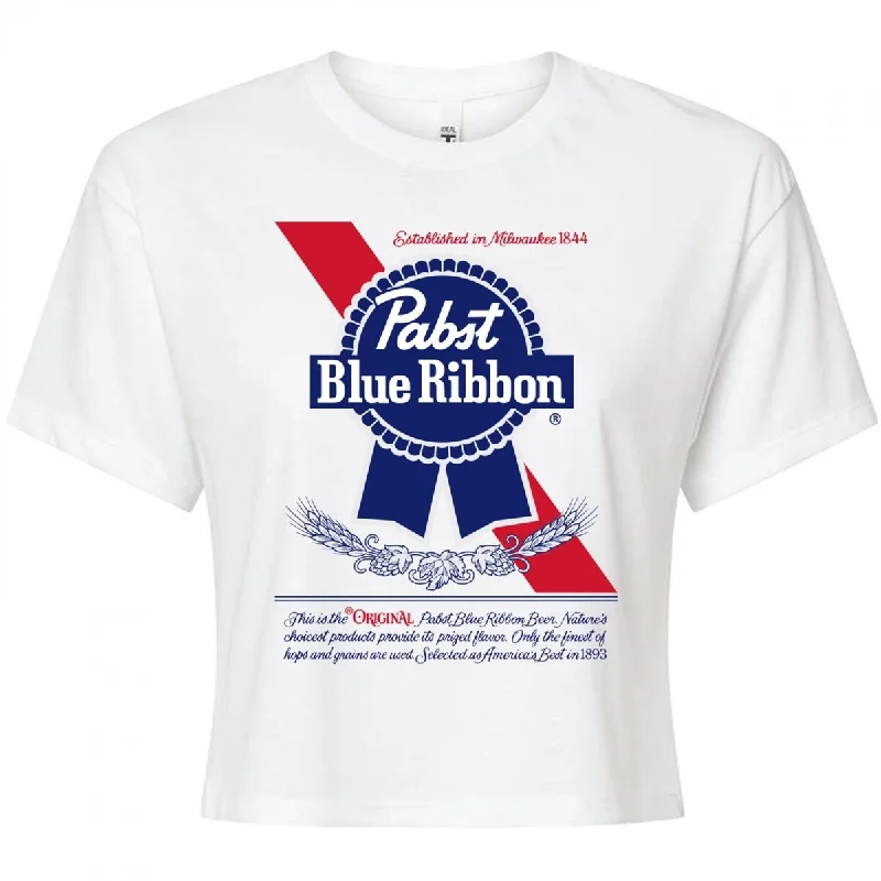 Pabst Blue Ribbon Logo Womens Crop Top TShirt Country