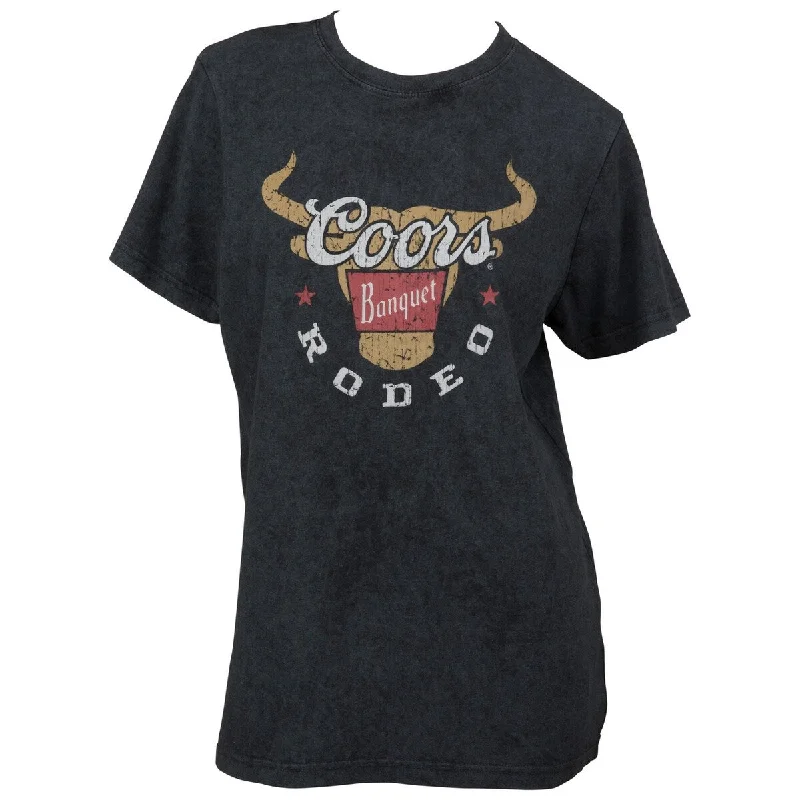 Coors Banquet Rodeo Long Horns Logo Distressed Womens TShirt Sophisticated Women's 