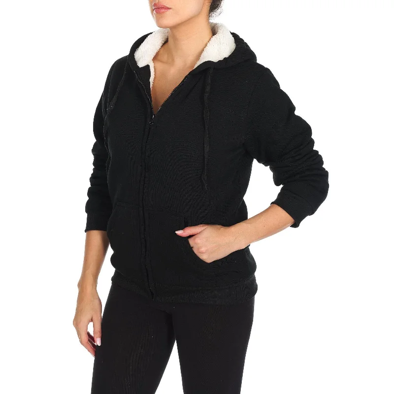 Women's Inner and Outer Sherpa Hoodie Sweatshirt Jacket Cozy Women's Winter